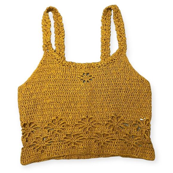 American Eagle Outfitters Tops - American Eagle Outfitters Mustard Crochet Tank Top